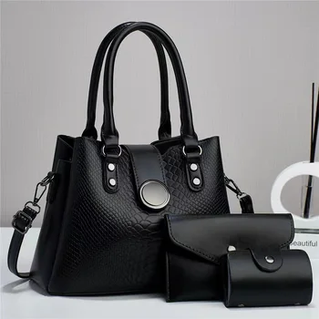 Однотонная дамска бизнес чанта-тоут, висококачествена и лесна луксозна съставна чанта през рамо в ретро стил, модерна чанта на едно рамо