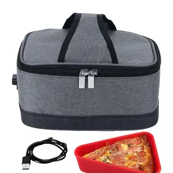 Охладител за обяд с USB-нагревател, изолиран охладител, чанта-тоут, преносими чанти за продукти, чанти за носене за ланча, чанта-хладилник за училище