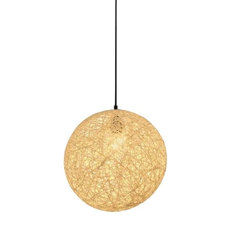Полилей с топки от ратан и юта Индивидуално творчество Сферична ротанговый лампион-гнездо 20 см