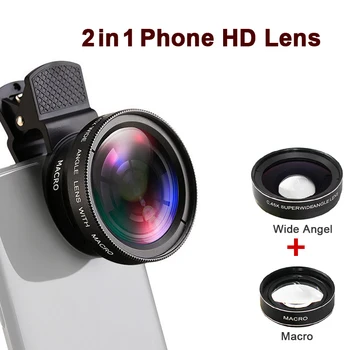 Професионален HD Обектив на Камерата Телефон 0.45 X 49UV Супер Широкоъгълен 12.5 X макро обектив Универсална Скоба 2 В 1 Комплект за Смартфон iPhone
