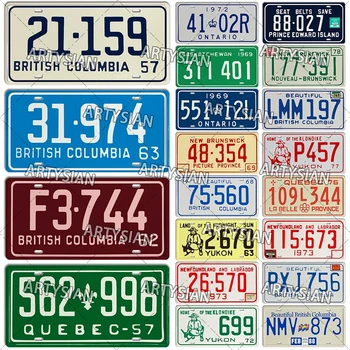 Регистрационен номер на Канада, Юкон, Британска Колумбия, Остров принц Едуард, Квебек, Нов Брунсуик, Провинция Онтарио, Автомобили провинция Метални табели