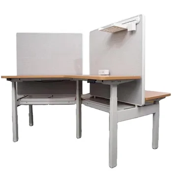 Регулируема по височина дървена маса за офис, компютърна маса с повдигане на плота в селски стил