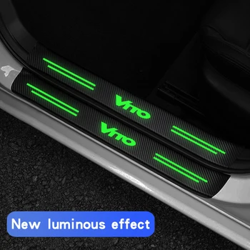 Светещи стикери на прага на вратата на колата е от въглеродни влакна Стикер на багажника на колата Защитно фолио Аксесоари за лого на Mercedes Benz VITO