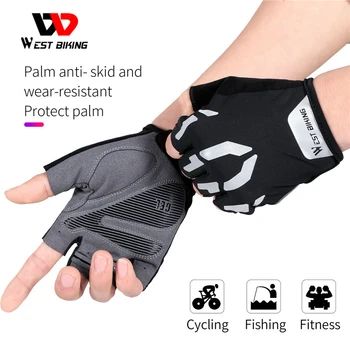 Светлоотразителни Спортни ръкавици WEST BIKING Мини Удароустойчив Спортни Ръкавици на полпальца Аксесоари с джоб за дланта