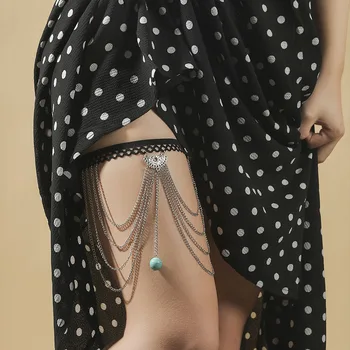 Секси еластична и многопластова жена верига за краката 2023, плажна проста регулируема еластична верижка за бедрата, подарък за украса на тялото