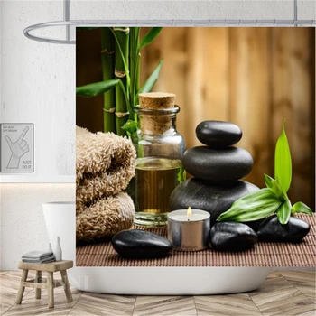 Селски пейзаж вик камък лотос Буда завеси за душ баня завеса водоустойчив полиестер плат баня завеса с куки