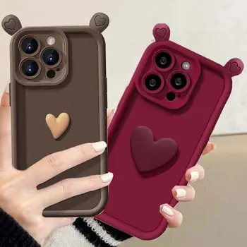 Сладък 3D Калъф-Отвор Love Heart за Xiaomi Redmi Note 12 4G 8 9 10 11 Pro 9S 11S 12S 10 5G Redmi 12 12C 10 9А 9В A1 A2 Мек Калъф