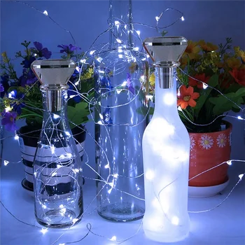 Соларни лампи от тапи за бутилки вино, 2 м 20 светодиода, Медна тел, Страхотна гирлянди за сватба, Коледна партита, Ваза, Венец, декор B