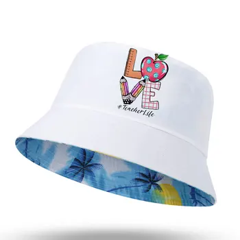 Солнцезащитная ежедневни плажна шапка за защита от слънце на открито Унисекс, рибарски шапки в стил харадзюку с принтом учители Apple, панама, сгъваеми панама