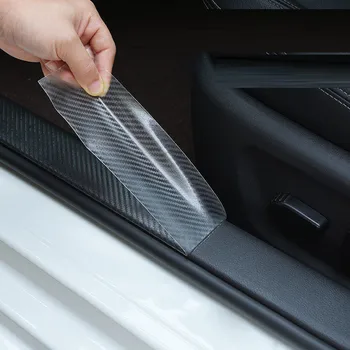 Стикер на вратата на колата, предотвращающая сблъсък, невидим прозрачен филм за тяло, устойчиво на надраскване пороговая лента на багажника от въглеродни влакна