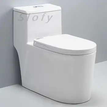Тоалетната едно Парче Керамични Бяло с Модерен за тоалетна в мазето, капак за тоалетна в банята, мощен безшумен сливи, спестяване на вода