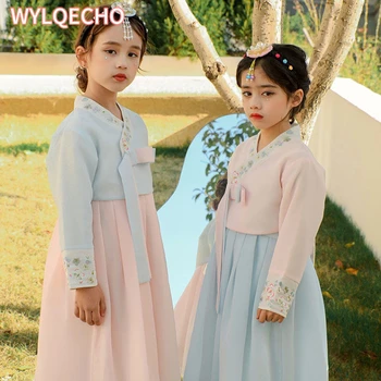 Традиционната Корейска рокля Ханбок За момичета, Детски Танцов Древна Нация, Бебешки дрехи за народни танци, Празнична Cosplay-костюм