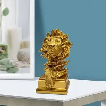 Украса с лъвове, скулптури на животни, занаяти, реалистична 3D статуя на лъв за кабинет, на работния плот, за декорация на градината си в офиса.