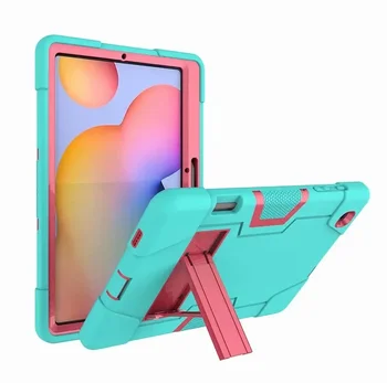 Устойчив на удари Калъф за Samsung Galaxy Tab S6 lite 10.4 Kickstand Kids Силиконов Твърд Пълен Защитен Калъф с Притежателя на Химикалки P610 P615