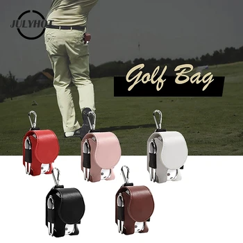 Чанта за съхранение на топки за мини-голф, 2 тройниками, двойна чанта за топки, преносима Мека цветна поясная чанта от изкуствена кожа, аксесоари за голф