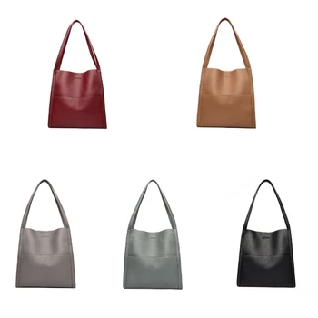Чанта-тоут от изкуствена кожа с Голям капацитет, модерна чанта през рамо за момичета, дамски универсална женска чанта, однотонная чанта за пазаруване, чанта