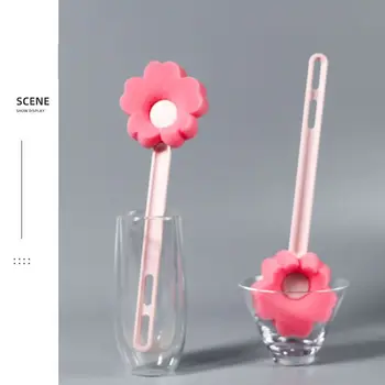 Четка за почистване на бутилки във формата на цвете, сладък Розов подобно на гъба, четка с дълга дръжка, безопасни материали, подвесная четка с дълга дръжка за дома