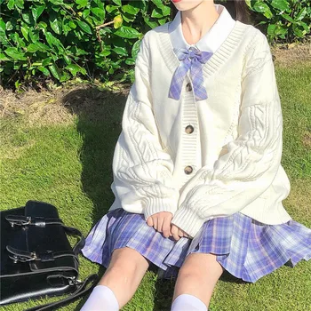 Японски жилетка Sweet Girls JK, без вязаный пуловер, палто, студентски училищни униформи, женски Моден трикотаж с двойни джобове
