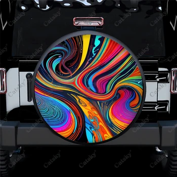 Ярък Абстрактни Цветни Механизъм Полиестер Универсален Покриване на Гуми Резервна гума Джанти Седалките на Ремаркето на АВТОБУСА SUV Truck Camper