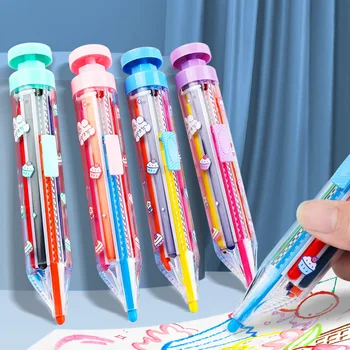 1 бр Kawaii Rainbow Молив 8 цвята, концентрични градиентные пастели, детски подаръчни цветни моливи, художествена живопис, канцеларски материали за рисуване