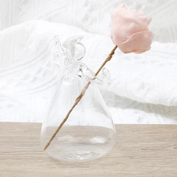 1 бр. Креативна Прозрачна стъклена ваза за цветя във формата на Ангел, Гидропонные контейнери, Подвесная ваза за растения, градински интериор