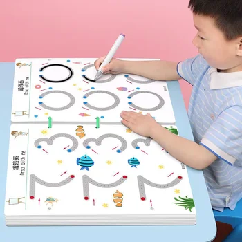 136 Страници Детска играчка за рисуване на Монтесори, обучение управление на дръжка, цвят, форма, Математически мач, игри набор, образователна играчка за деца