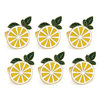 6 бр. метални халки за лимонови салфетки, държач за лимонови кърпички за лятна сватбена вечеря
