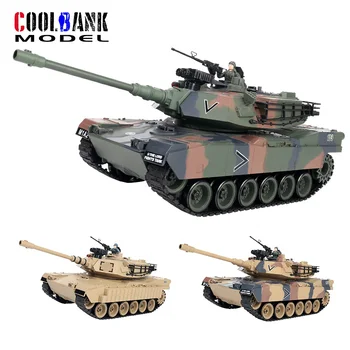 Coolbank RC Tank 1/18 Резервоар Везни с дистанционно управление на 2.4 G, стрелба страйкбольными куршуми BBS, армейски боен танк M1A2 САЩ със светлина и звук