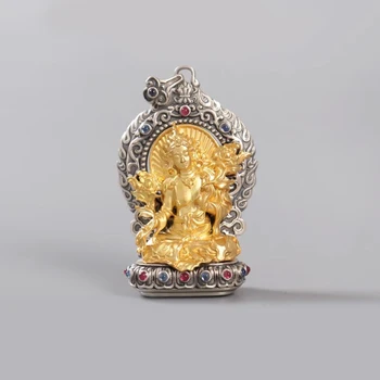 HX Сребърен цвят, Нов медальон с тибетски Буда, колие ръчна изработка за момчета, Аксесоари, модни бижута, медальони