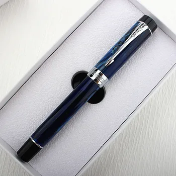Jinhao 100 Смола Galaxy Blue, Сребро скоба, фонтан за писма в офиса, подаръци 0,5 мм, дръжка с перо, Студентски бизнес химикалки, Офис химикалки