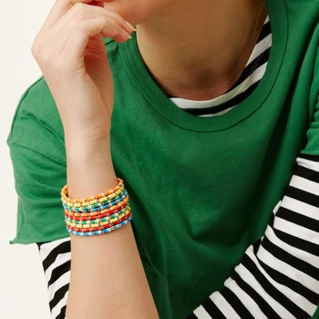 KKBEAD Градиентный Цвят Heishi Мъниста Гривна впечатлява със своя Бохемски Стил Boho Гривни за Жени, Бижута Y2k Аксесоар Гривни Mujer Moda 2023