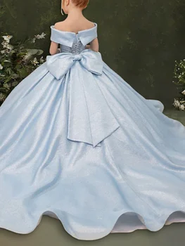 Бална рокля с влак, рокля с цветя модел за момичета, Първо причастие, Пепеляшка, Сладък рокли за абитуриентски бал, Frozen, подходящи за 3-16 години