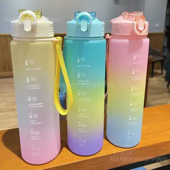 Бутилка за вода Креативен Дизайн на пръстени за носене Наклон цвят с Голям капацитет, на Едро, Слама чаша, Домакински принадлежности, Чаши за вода