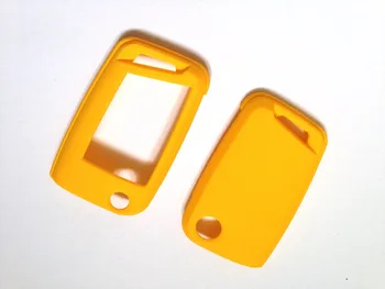 Жълт твърда пластмаса 5G0 Бесключевой дистанционно ключодържател с панти капак за защита на ключове 3 бутона за VW MK7
