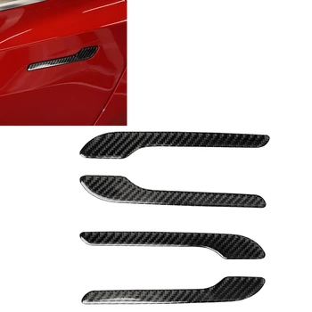 За Tesla, Модел 3 2017-2021 Модел Y 2020-2023 Външна Врата Копчето Покритие На Капака На Колата Стикер От Въглеродни Влакна