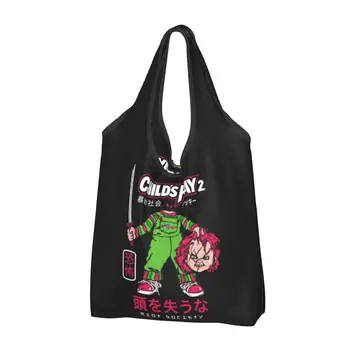Забавна чанта за пазаруване Chucky Чайлдс Play, преносима чанта за пазаруване Good Guys, пазарска чанта през рамо