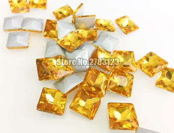 Златисто-жълта Квадратна форма, Стъкло AAA, кристал, россыпь кристали, декорация за нокти, аксесоари за дрехи със собствените си ръце