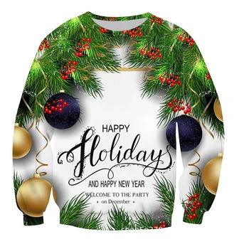 Коледен подарък с 3D-принтом, пуловер за мъжете, пуловери с дълги ръкави, модни Детски свитшоты с Коледна елха и кръгло деколте
