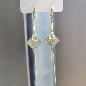 Луксозни модерни геометрични обеци-карамфил, дълги обеци с пискюли, дамски позлатени нежни перлени обеци-капки за жени