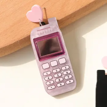 Нови акрилни творчески обеци за телефон, забавни и сладки Малки обеци-карамфил под формата на телефон, подарък
