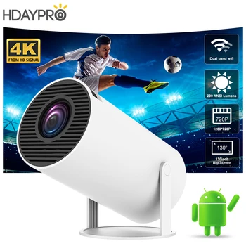 Проектор HDAYPRO 4K Android 11 5G WIFI BT5.0 HY300 МИНИ Преносим проектор Умен за домашно кино 720P на открито 1080P Филм от 4K HD