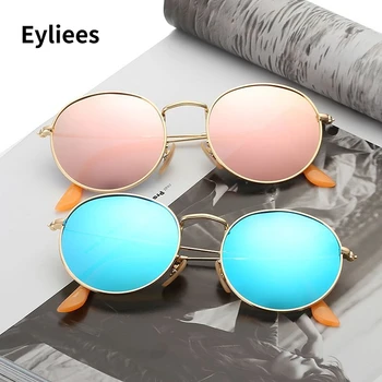 Слънчеви очила в метални рамки 2023, Женски Огледални Слънчеви очила с кръгла покритие, което Отразява Слънчеви очила в Ретро стил, Маркови Дизайнерски Тенденция очила